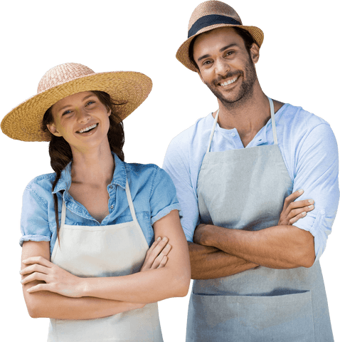 Transparent Portrait of Smiling Couple in Hats and Aprons - Download Free Stock Videos Pikwizard.com