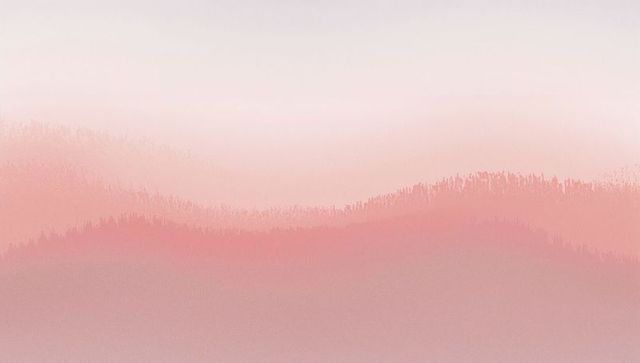 Pastel misty ridge layers glowing at sunrise with soft forest silhouettes