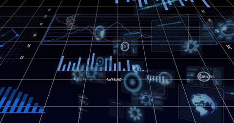 Digital Interface with Financial Data Charts and Global Connectivity - Download Free Stock Images Pikwizard.com