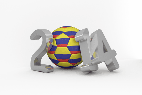 Transparent Colombia 2014 World Cup Concept with Flag Soccer Ball