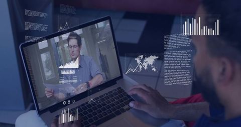 Remote collaboration via laptop video presentation with live data dashboards and analytics