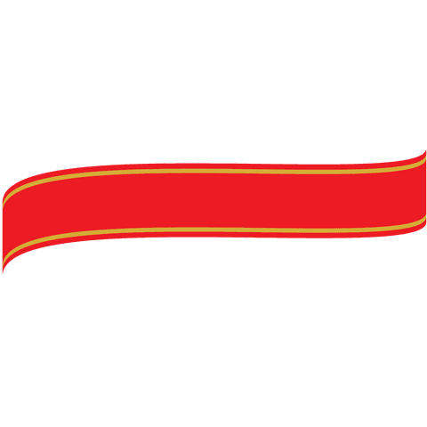 Red Ribbon Banner Transparent with Golden Borders