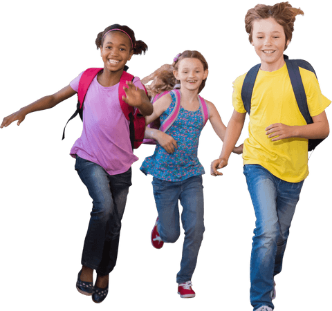 children joyfully running with backpacks, transparent background - Download Free Stock Videos Pikwizard.com