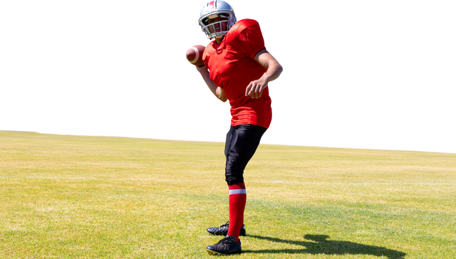 American Football Player on Sports Field Demonstrating Ready Stance, Transparent Background - Download Free Stock Videos Pikwizard.com