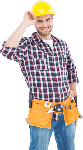 Transparent Smiling Handyman with Hard Hat and Tool Belt - Download Free Stock Videos Pikwizard.com