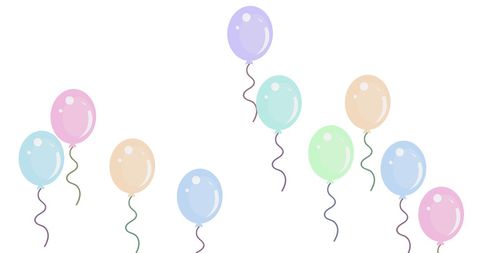 Colorful Balloons Floating on White Background