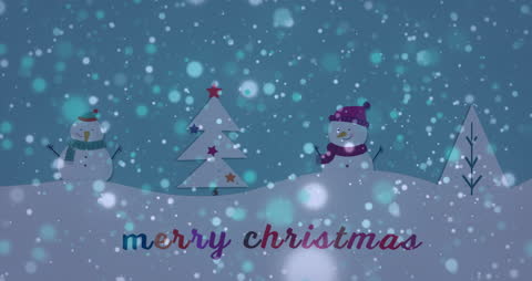 Whimsical Christmas Scene with Snowmen and Tree