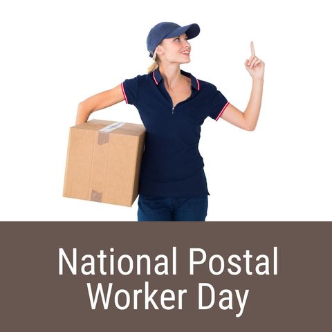 happy delivery woman celebrating national postal worker day - Download Free Stock Templates Pikwizard.com