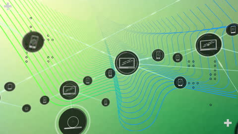 Digital Networking Connections and Profile Icons in Abstract Design