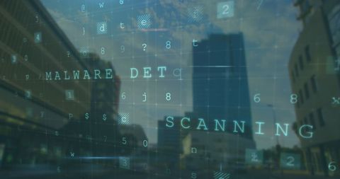 Digital Interface and Malware Scanning Over Cityscape - Download Free Stock Images Pikwizard.com