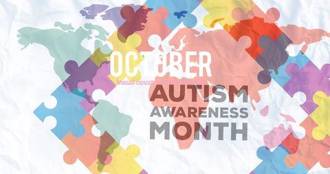 Autism and Cancer Awareness Puzzle Map Concept