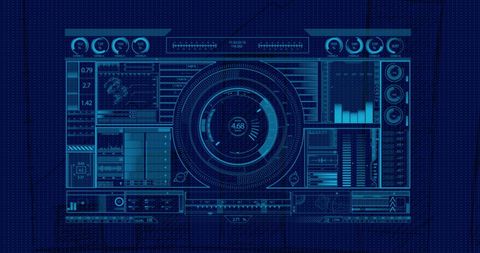 futuristic data interface with digital elements on blue background - Download Free Stock Images Pikwizard.com