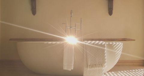 Sunlit Bathroom Oasis Perfect for Relaxation - Download Free Stock Images Pikwizard.com