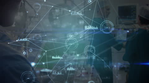 Surgeon Using Tablet with Network Graphics Overlay