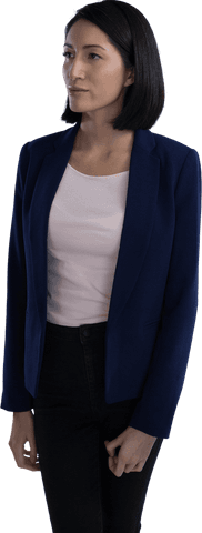 Caucasian Businesswoman in Navy Blazer on Transparent Background