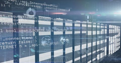 Digital Interface in Modern Data Center with Code Overlay - Download Free Stock Images Pikwizard.com