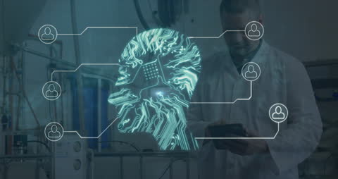 Digital Health Network with Futuristic Circuitry in Medical Setting