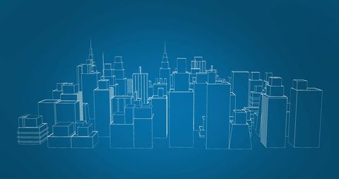 Abstract Cityscape Sketch with White Line Skyscrapers - Download Free Stock Images Pikwizard.com