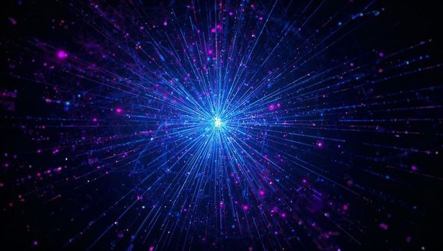 Radiating Neon Core Emitting Blue Magenta Particle Rays for Futuristic Technology Scene