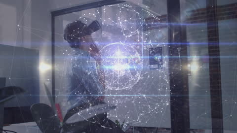 Caucasian Businessman Engaging with Virtual Reality Interface