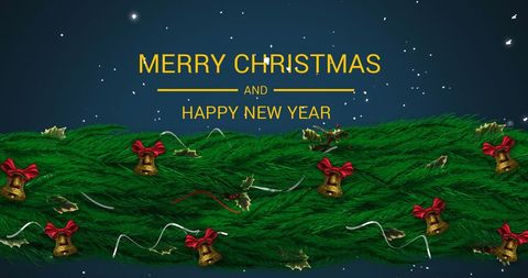 Festive Merry Christmas and Happy New Year with Falling Snowflakes