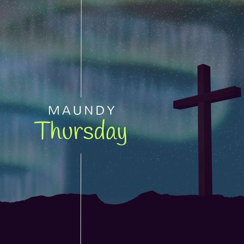 maundy thursday cross silhouette against northern lights - Download Free Stock Templates Pikwizard.com