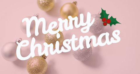 Festive Merry Christmas Banner with Sparkling Baubles