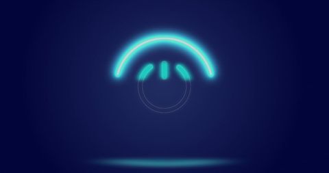 Neon Glowing Loading Circle with Power Symbol on Navy Background - Download Free Stock Images Pikwizard.com