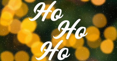 Festive Ho Ho Ho Text with Bokeh Lights