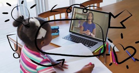 Young student engaging in online learning with interactive elements