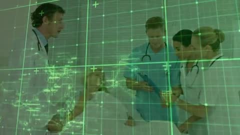 Medical Team Analyzing Patient Data with Digital Technology