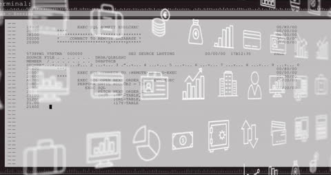 Animation Overlay of Business Icons on Data Screen
