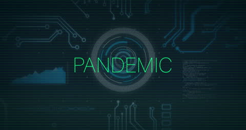 Pandemic Concept with Circuit Board and Data Animation