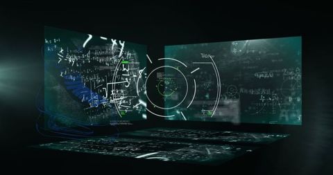 High-Tech Data Scan Display with Scientific Calculations on Screens - Download Free Stock Images Pikwizard.com