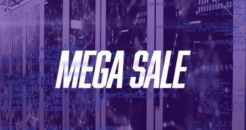 Mega Sale Text Overlays On Digital Data and Networks