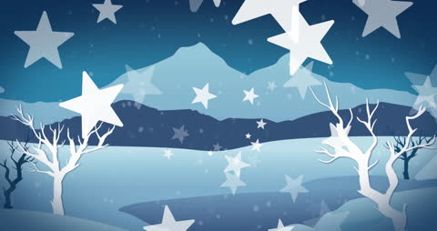 Magical Winter Wonderland with Falling Stars Animation