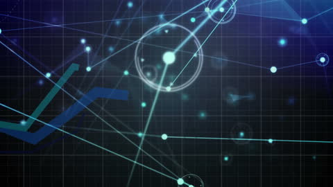Abstract Tech Data Network with Glowing Lines and Graphs