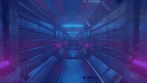 Futuristic Digital Security Corridor with Data Connections