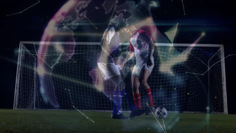 Futuristic Soccer with Data Overlay on Players