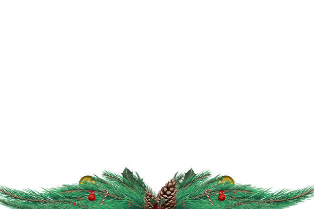 Transparent Christmas Border with Fir Branch, Pine Cone and Ornaments - Download Free Stock Videos Pikwizard.com