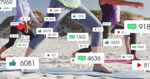 Social Media Engagement over Women Practicing Beach Yoga