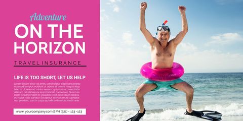 Senior Man Celebrating with Swim Gear on Seaside Vacation - Download Free Stock Templates Pikwizard.com