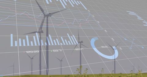 Wind Turbine with Data Visualization Overlay Harnessing Renewable Energy