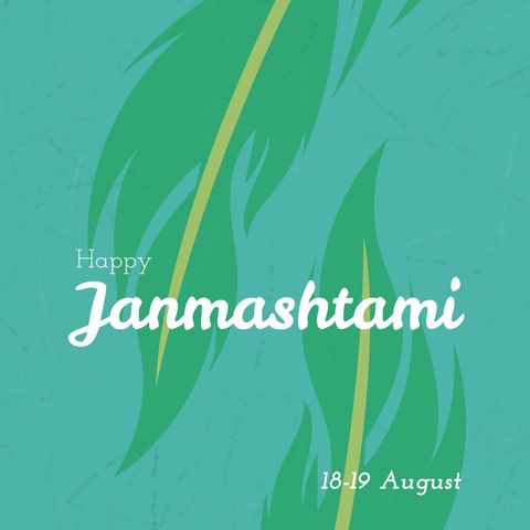 janmashtami celebration greeting with green feathers - Download Free Stock Templates Pikwizard.com