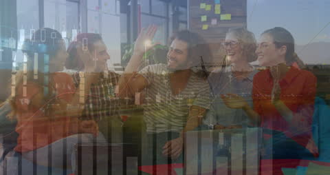 Teamwork and Technology Concept with Finance Data Overlay