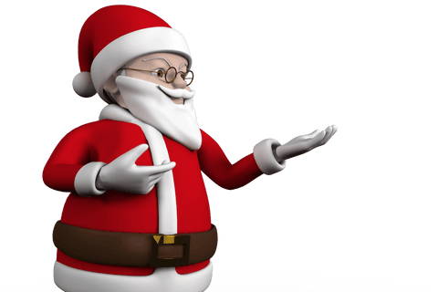 Charming Cartoon Santa Claus Gesturing on Transparent
