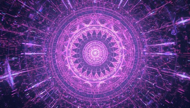 Holographic Neon Vortex With Radiating Cyber Patterns