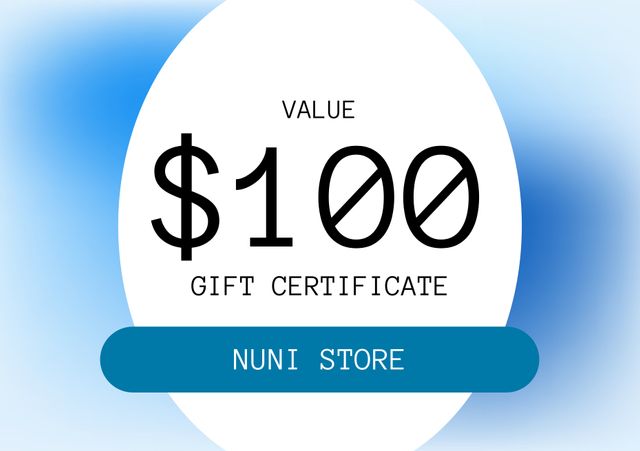 This $100 gift certificate can be used in marketing materials, promotional campaigns, and store banners to attract customers. Ideal for use in online stores and retail business promotions. Perfect for highlighting special offers, discounts, and savings.