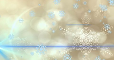 Abstract Winter Background with Snowflakes and Light Spots