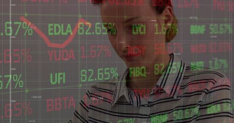 Stock market analysis with businesswoman using laptop